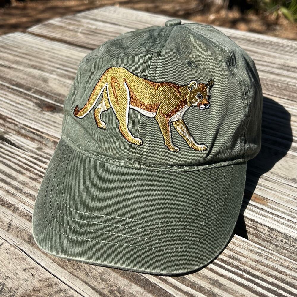 Olive Green Embroidered Cougar Baseball Cap